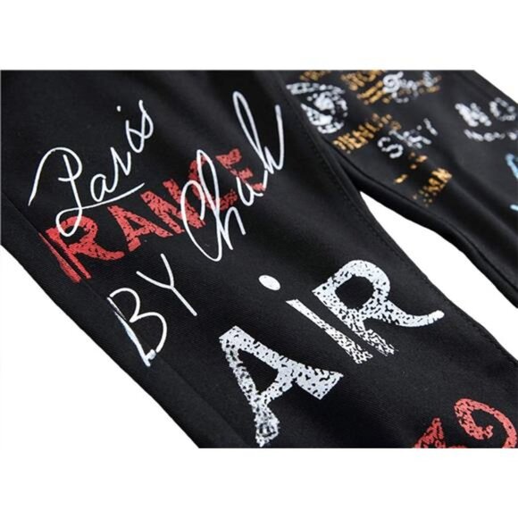 Men's Casual Printed Slim Fit Jeans Skinny Denim Pants - Picture 3 of 6